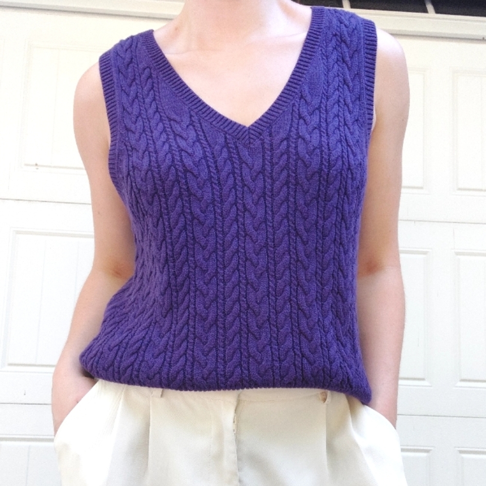 Talbots Purple Knit Sweater Vest Business Casual